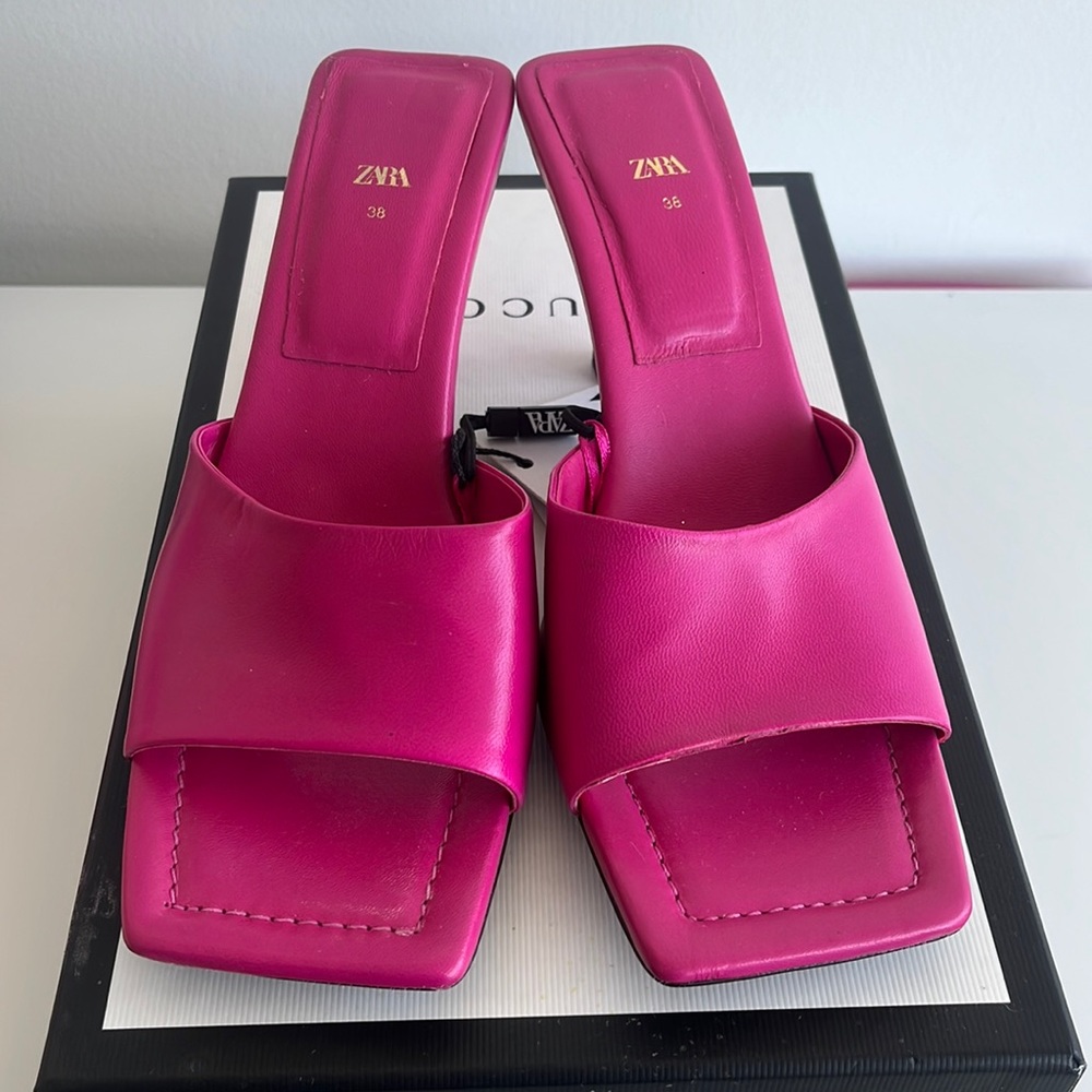 Zara mules in hot pink. Brand new with tags!